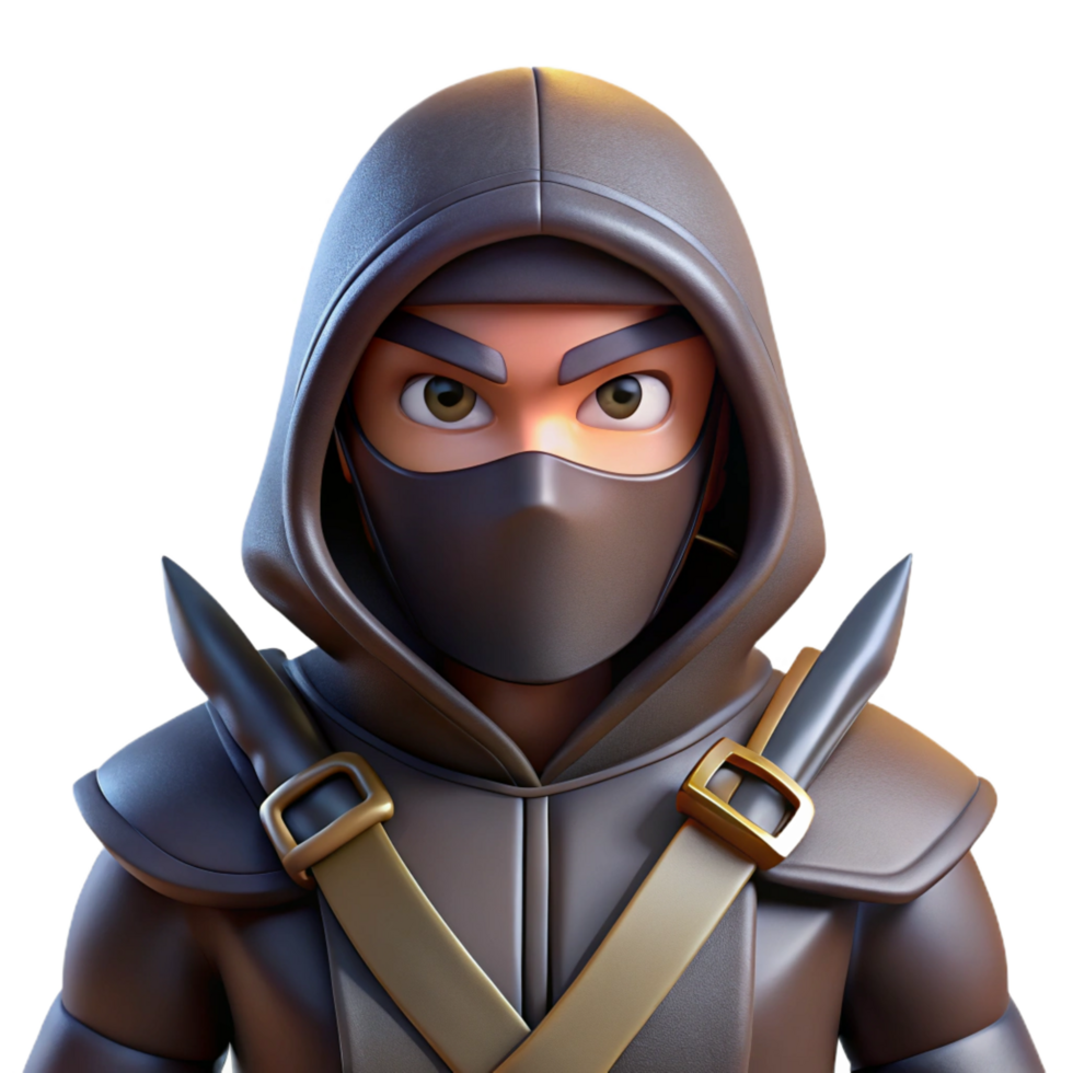serene tropical A hooded assassin with twin daggers strapped to their thighs. NO BACKGROUND with Transparent Background. handcrafted png