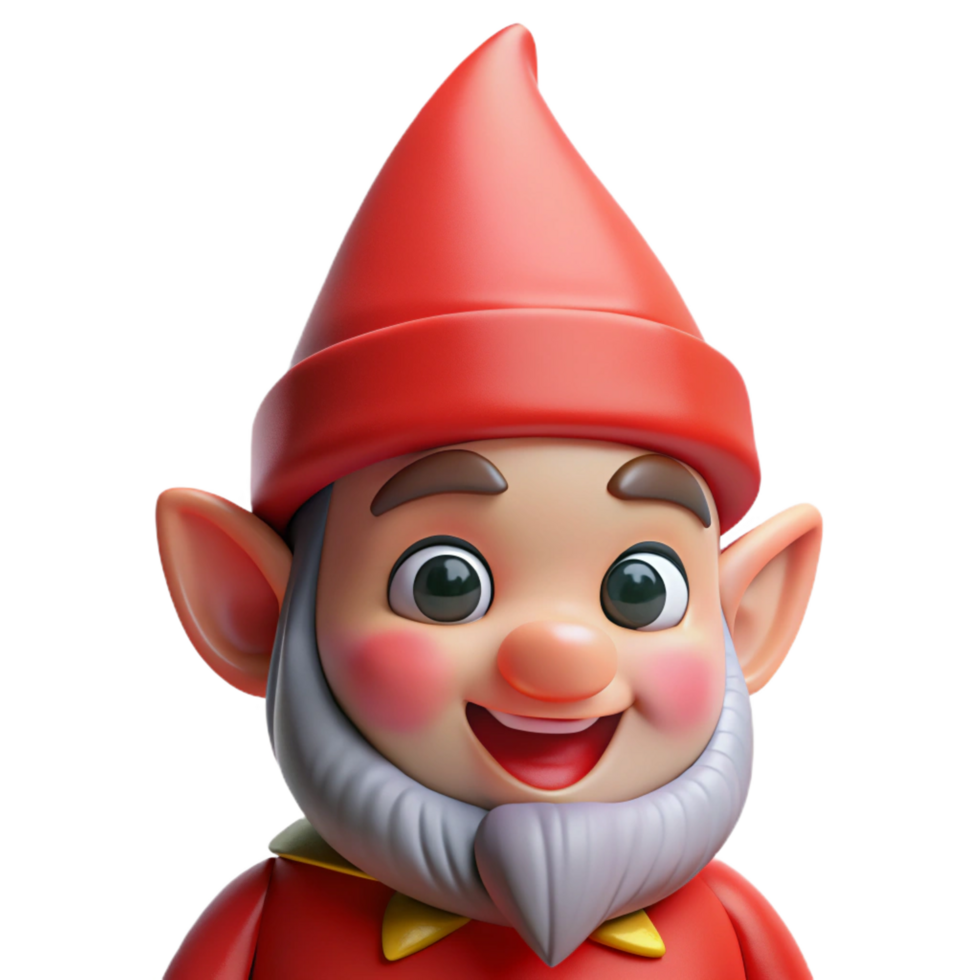 picturesque acclaimed A playful gnome with a pointed red hat and a mischievous twinkle in his eye. NO BACKGROUND with Transparent Background. png