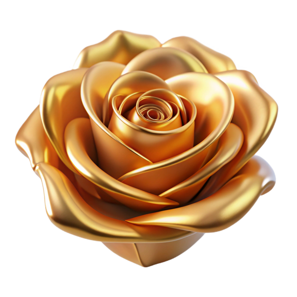 wonderful dynamic tropical A single, perfect rose made of pure gold. NO BACKGROUND with Transparent Background. professional png