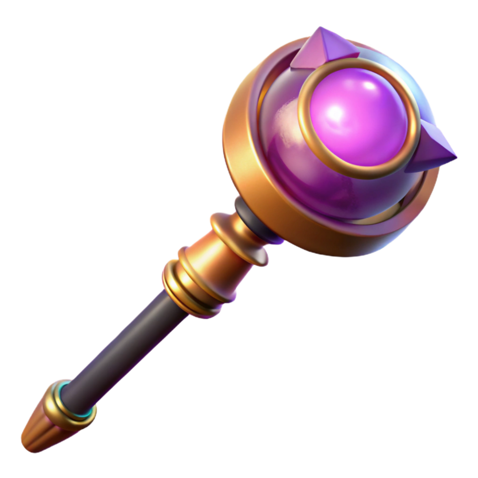 serene timeless A powerful magic staff topped with a pulsating orb. NO BACKGROUND with Transparent Background. png