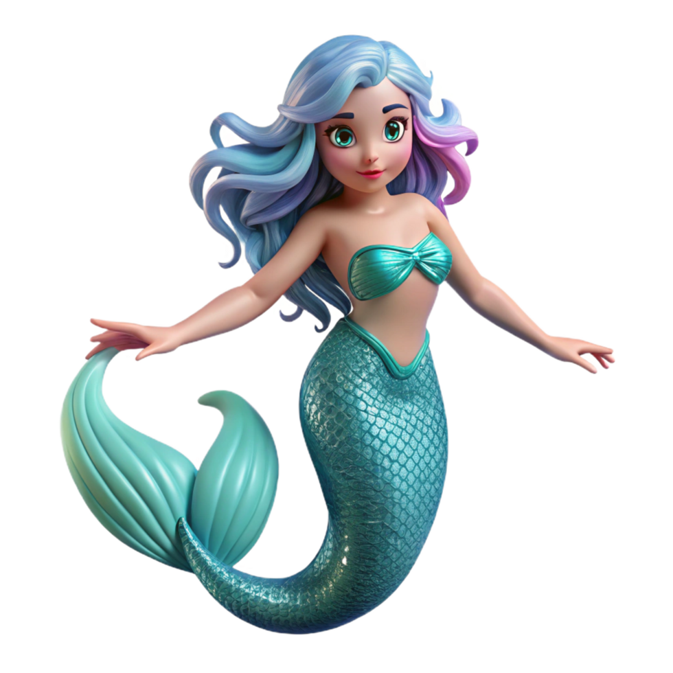 standout elegant A beautiful mermaid with shimmering scales and flowing hair. NO BACKGROUND with Transparent Background. impeccable png