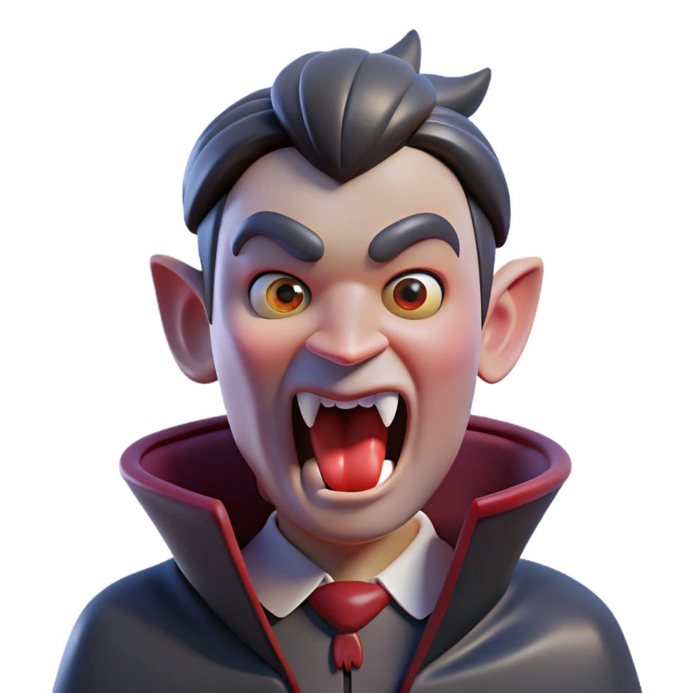 tranquil impressive A sinister vampire with fangs bared and blood dripping from its chin. NO BACKGROUND with Transparent Background. handcrafted png