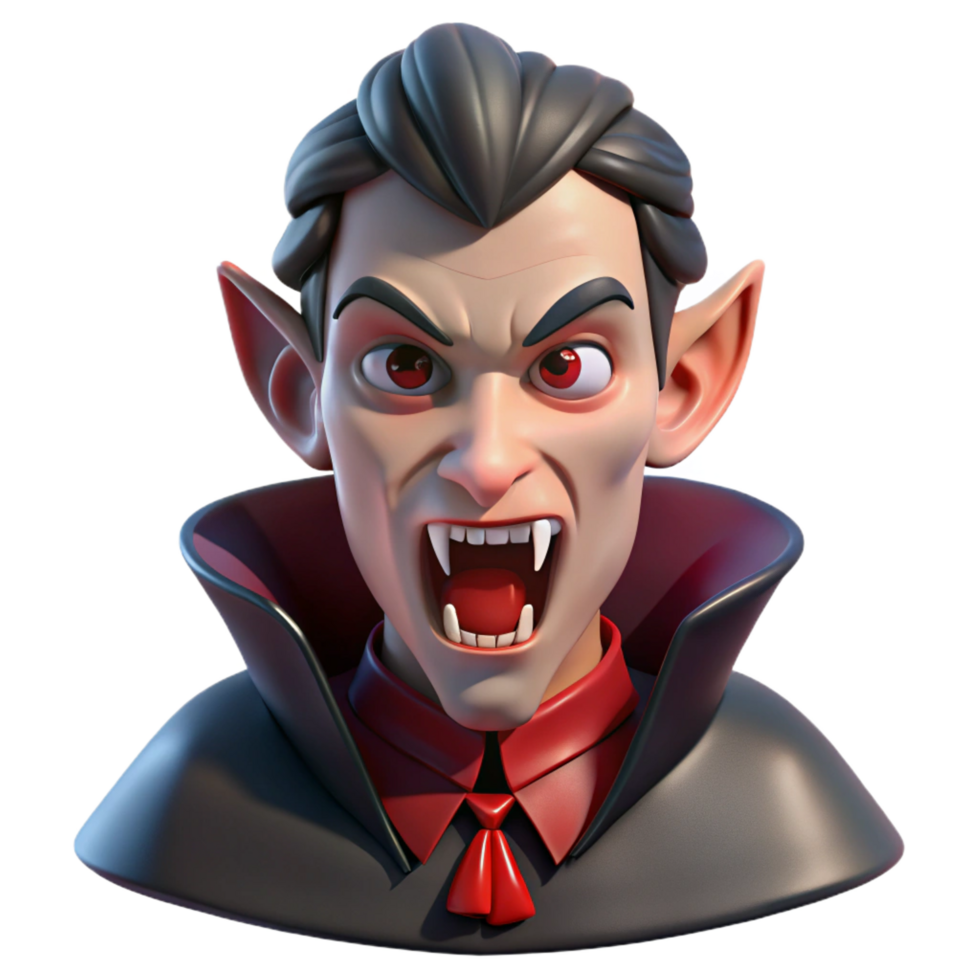 tranquil alluring A sinister vampire with fangs bared and blood dripping from its chin. NO BACKGROUND with Transparent Background. premium png