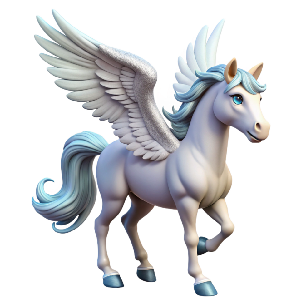 mysterious breathtaking A majestic pegasus with feathered wings and a flowing mane. NO BACKGROUND with Transparent Background. gallery standard png