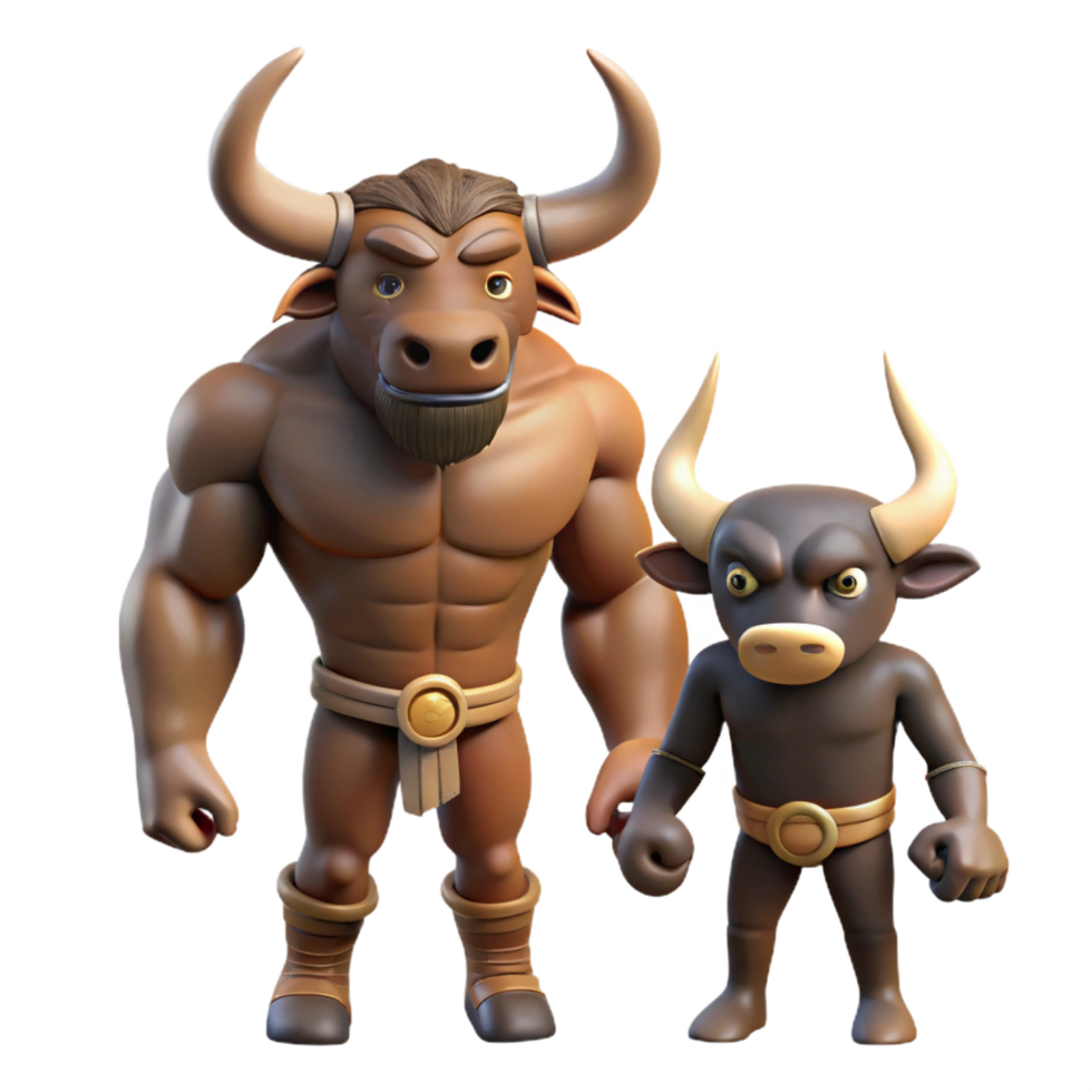 vibrant retro A menacing minotaur with the head of a bull and the body of a man. NO BACKGROUND with Transparent Background. gallery standard png
