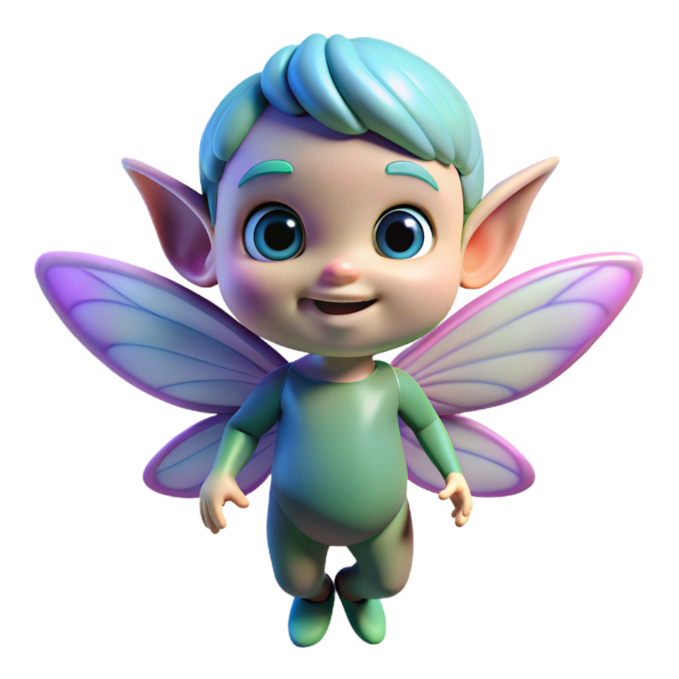 vibrant bold nordic A cute, cuddly pixie with iridescent wings and a mischievous grin. NO BACKGROUND with Transparent Background. precision png