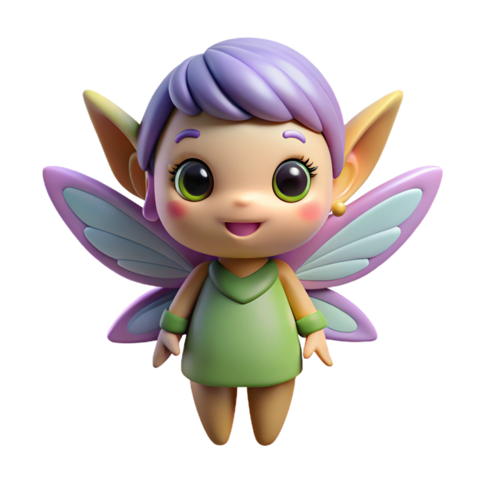 quintessential vintage A cute, cuddly pixie with iridescent wings and a mischievous grin. NO BACKGROUND with Transparent Background. flawless png