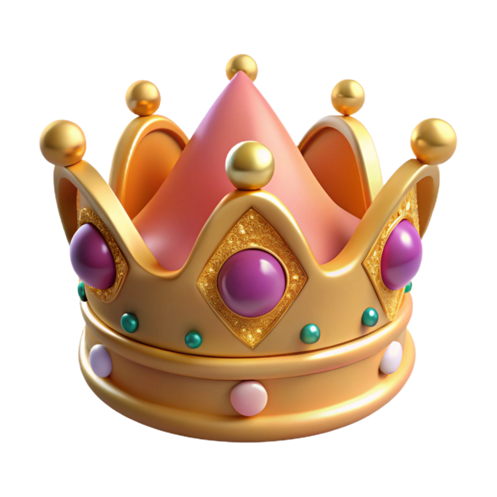 immaculate playful mid-century A single, ornate crown adorned with jewels. NO BACKGROUND with Transparent Background. crisp png