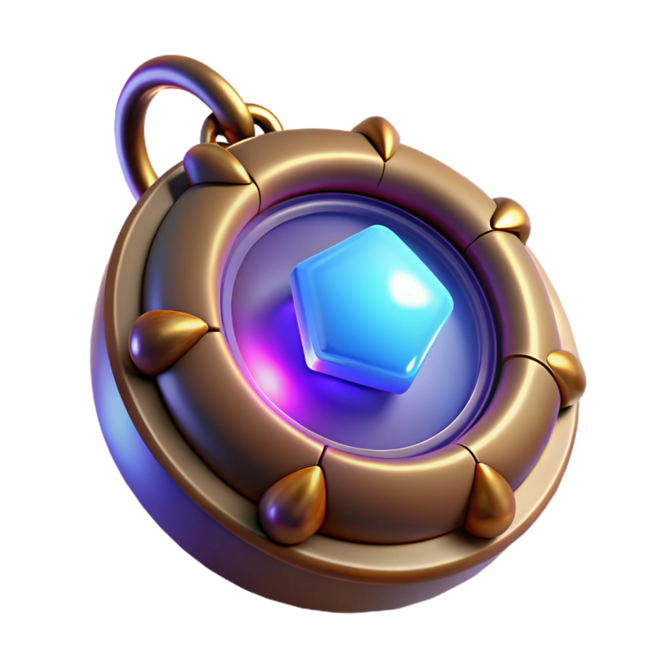 stunning organic A single, magic amulet glowing with an inner light. NO BACKGROUND with Transparent Background. sharp png