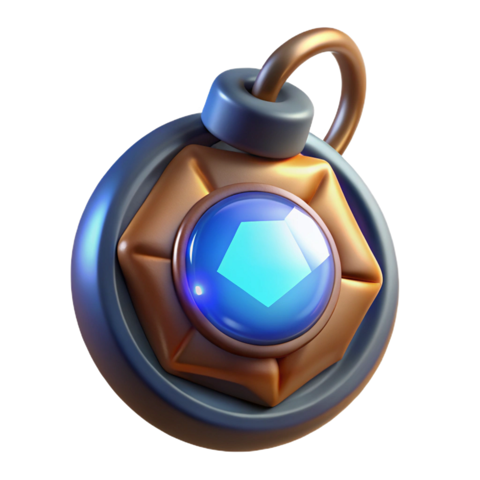 vibrant baroque A single, magic amulet glowing with an inner light. NO BACKGROUND with Transparent Background. detailed png