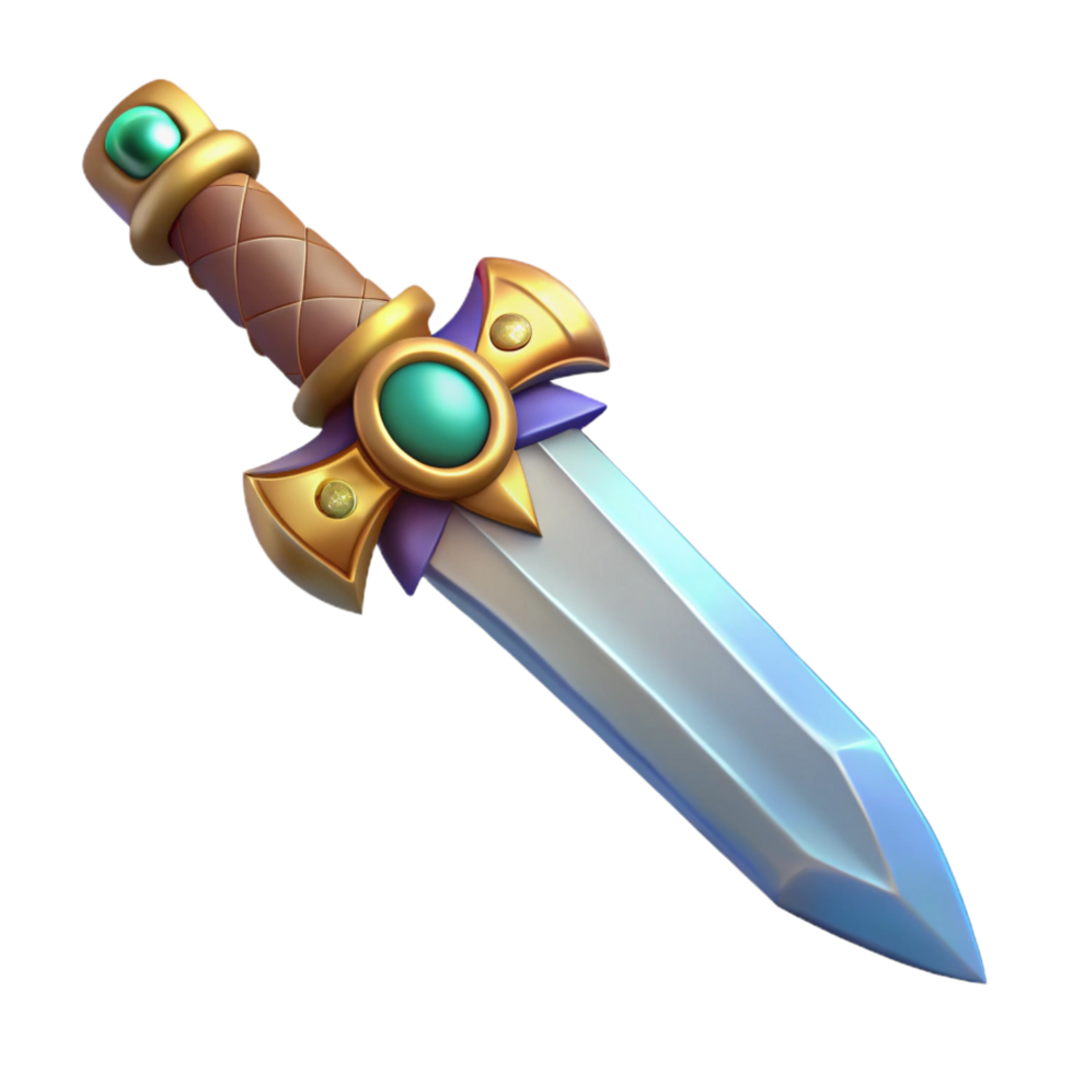 nostalgic breathtaking A single, ornate dagger with a jeweled hilt. NO BACKGROUND with Transparent Background. fine detail png
