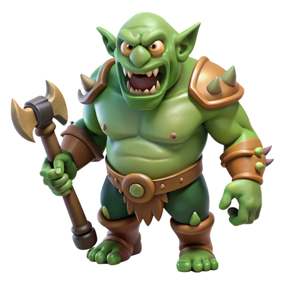 serene reflective victorian A fierce ogre with a massive club and a snarling face. NO BACKGROUND with Transparent Background. crisp png