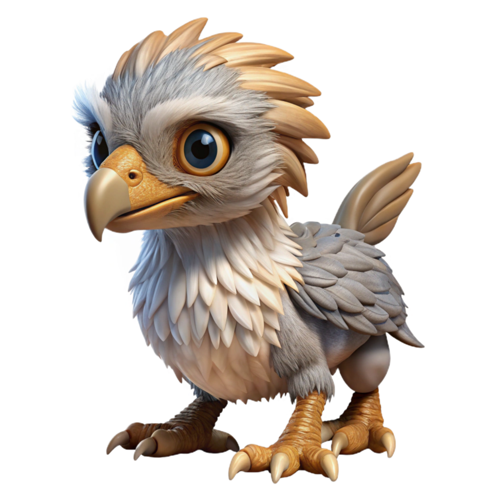 sumptuous elegant A majestic griffon hatchling with downy feathers. NO BACKGROUND with Transparent Background. high resolution png