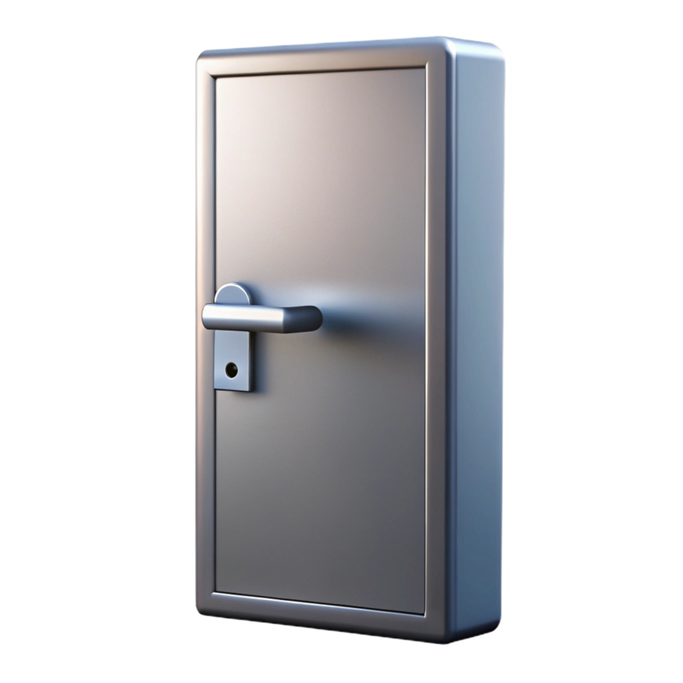 rare bohemian Modern minimalist door, sleek design, brushed metal handle. NO BACKGROUND with Transparent Background. sharp png