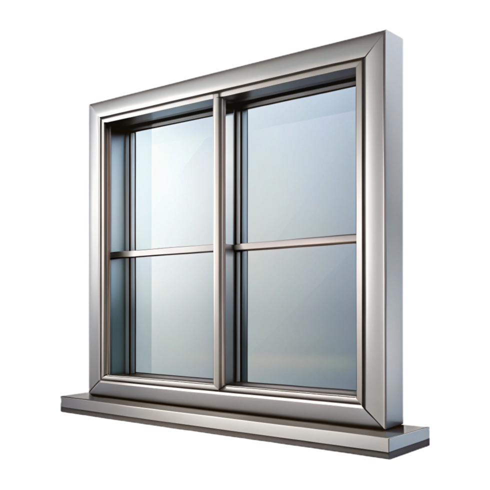 rare vintage Modern window frame, aluminum, double-paned glass. NO BACKGROUND with Transparent Background. high resolution png