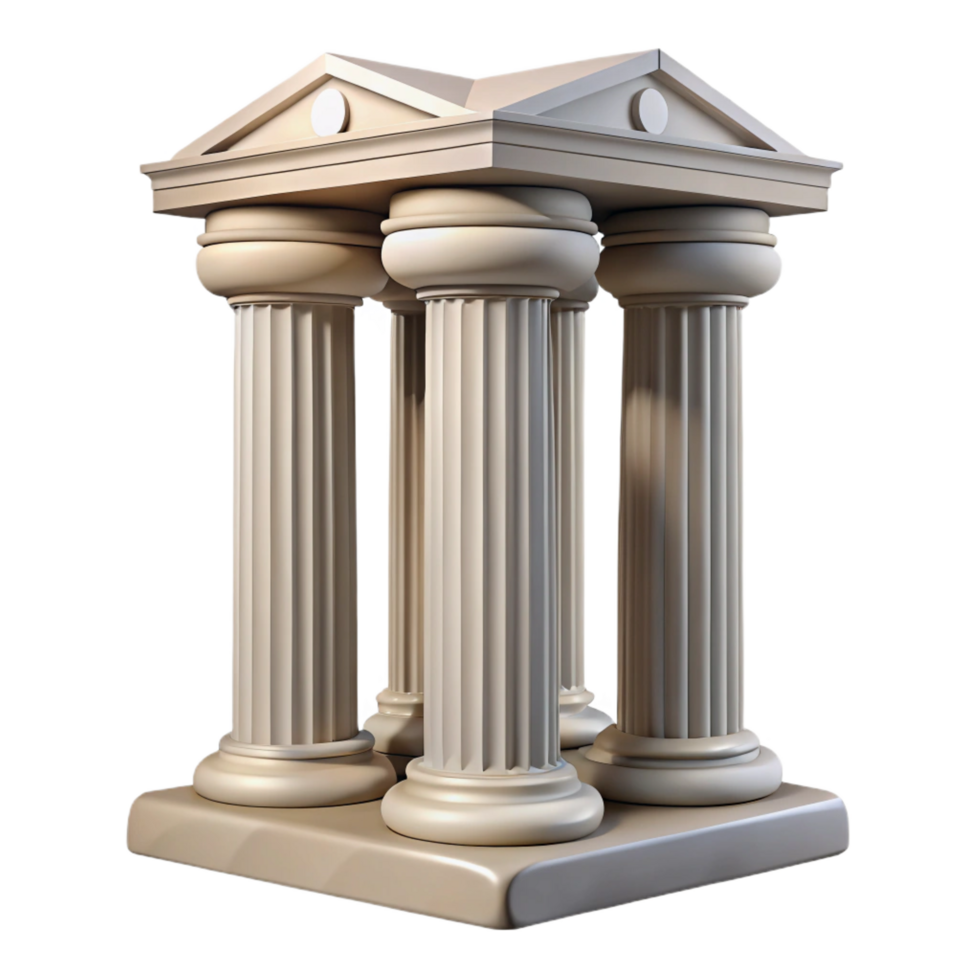 suntuoso negrito meio século georgiano colunas, canelado projeto, clássico arquitetura. não fundo com transparente fundo. 8k png