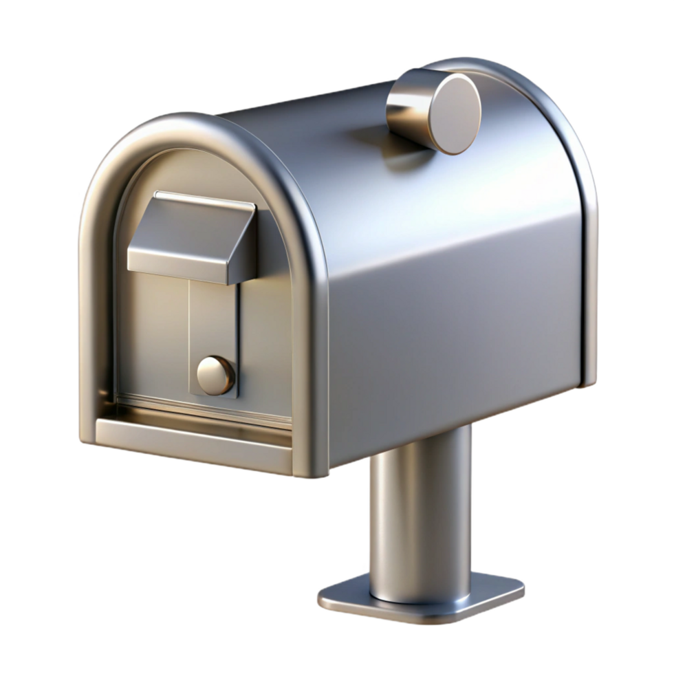 standout urban Modern mailbox, stainless steel, minimalist design. NO BACKGROUND with Transparent Background. perfect clarity png