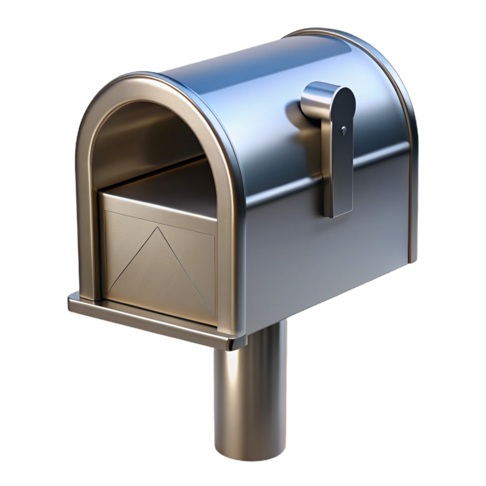 mesmerizing unforgettable Modern mailbox, stainless steel, minimalist design. NO BACKGROUND with Transparent Background. png