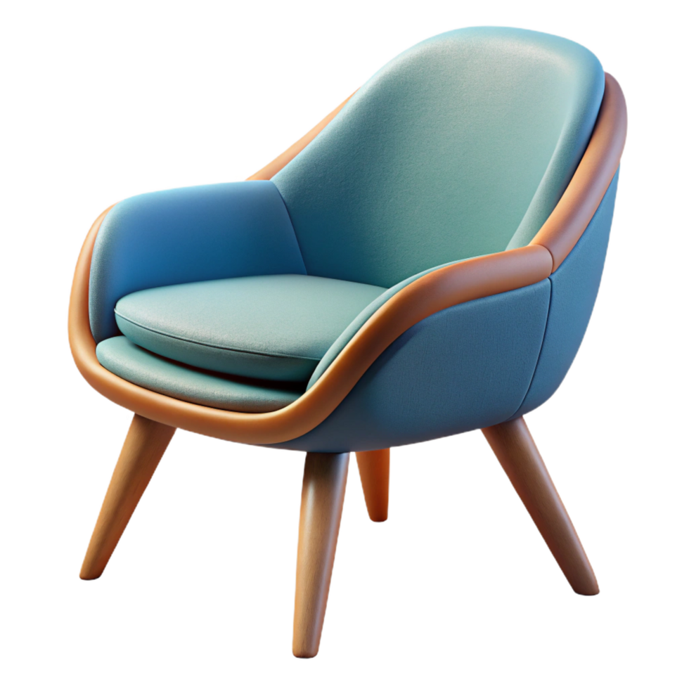 impressive inspired Mid-century modern chair, iconic design, upholstered seat. NO BACKGROUND with Transparent Background. Focus on the chair's architecture png