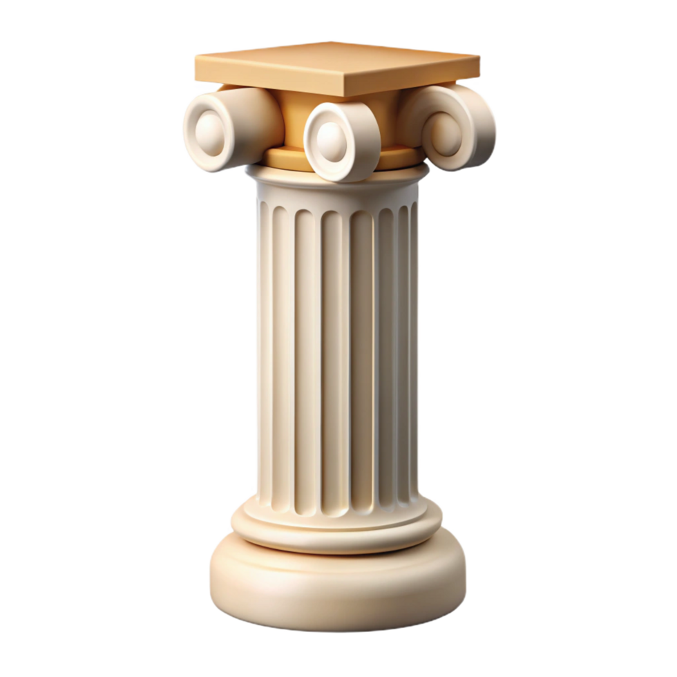 mesmerizing renaissance Doric column, simple capital, fluted shaft. NO BACKGROUND with Transparent Background. sharp png