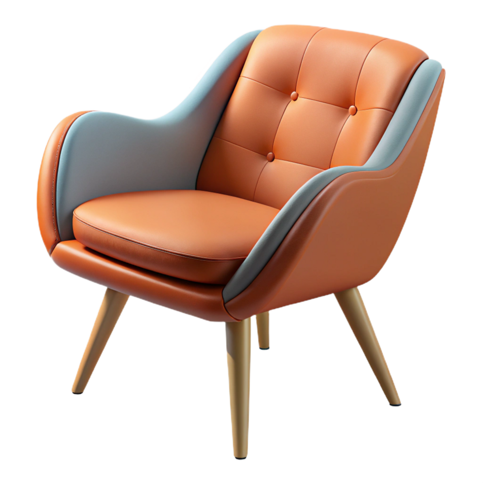 gorgeous classic Mid-century modern chair, iconic design, upholstered seat. NO BACKGROUND with Transparent Background. Focus on the chair's architecture masterfully captured png