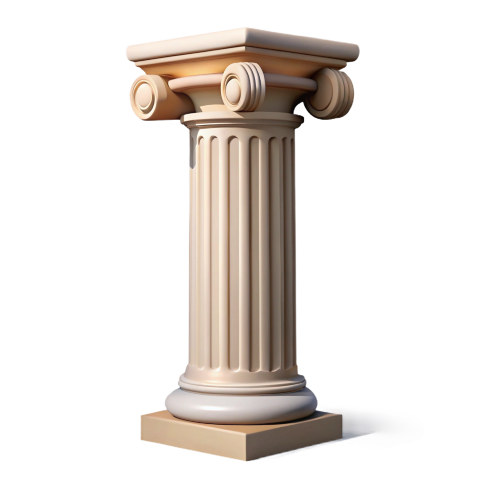 whimsical gorgeous Doric column, simple capital, fluted shaft. NO BACKGROUND with Transparent Background. fine detail png