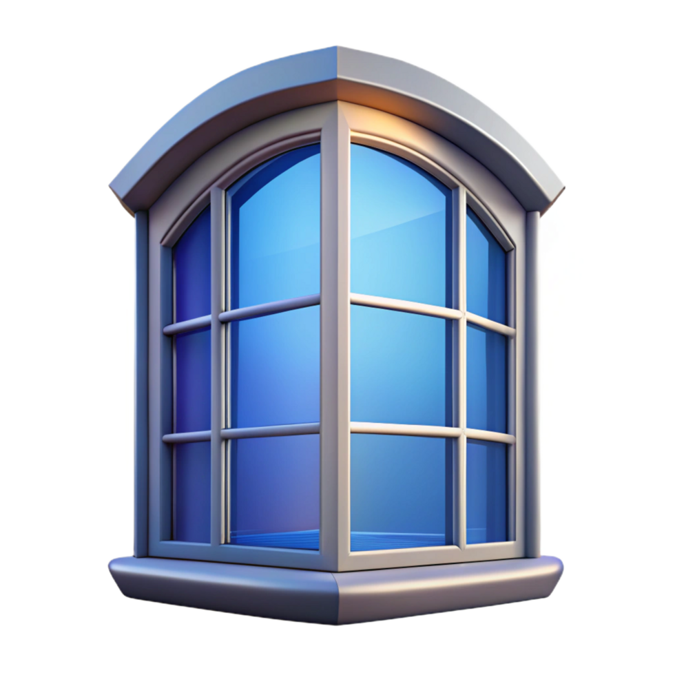 nostalgic dramatic Bay window, projecting window, curved glass. NO BACKGROUND with Transparent Background. detailed png