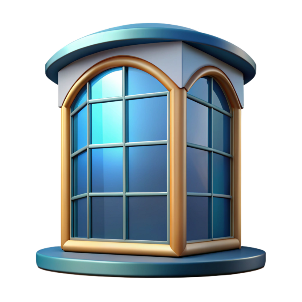 inspired surreal Bay window, projecting window, curved glass. NO BACKGROUND with Transparent Background. high resolution png