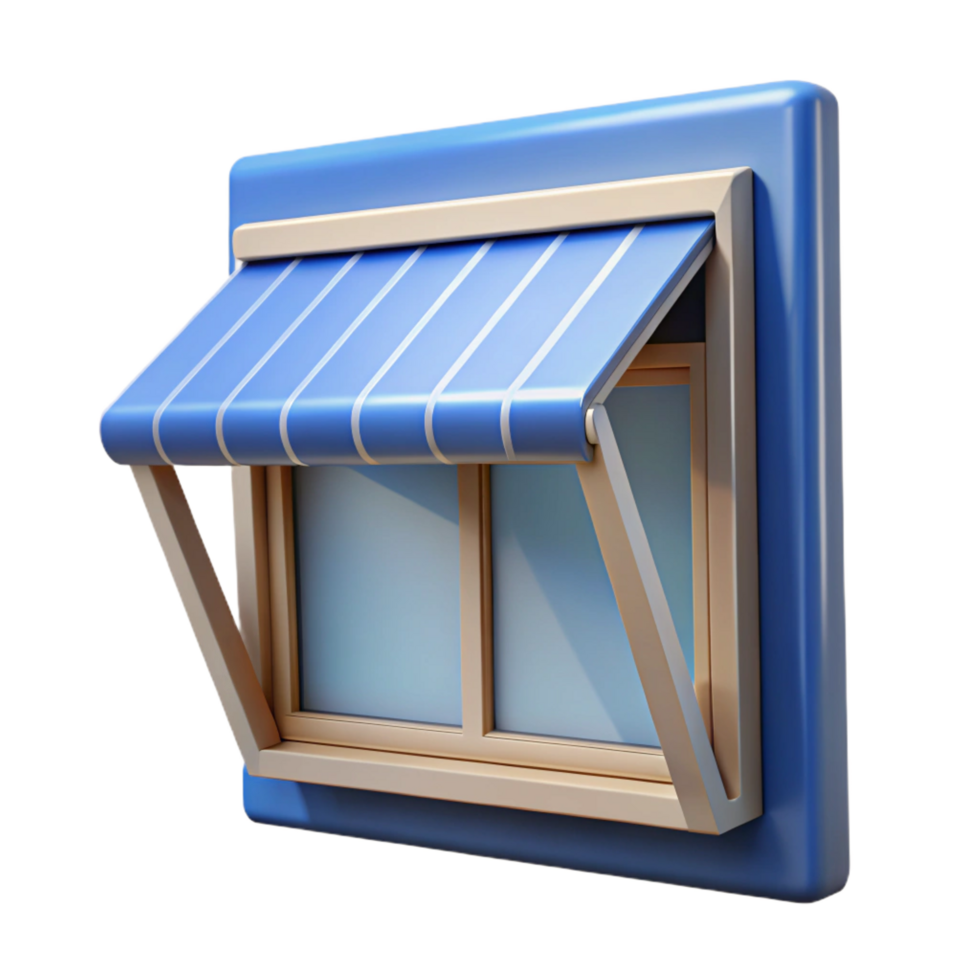 signature coastal Awning window, hinged at top, outward opening. NO BACKGROUND with Transparent Background. refined png