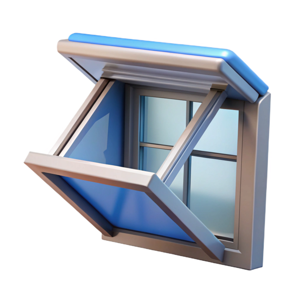 vibrant rare Awning window, hinged at top, outward opening. NO BACKGROUND with Transparent Background. png