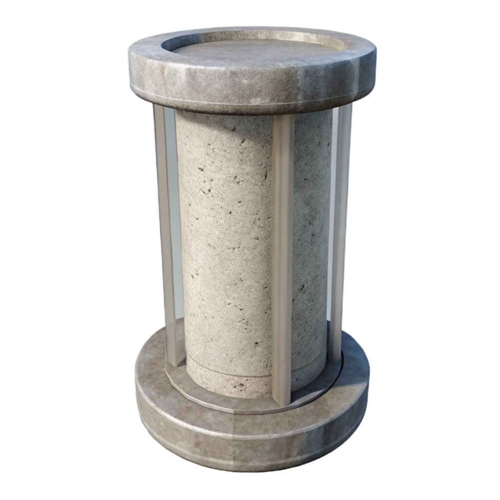 tranquil dramatic Concrete column, cylindrical shape, reinforced concrete. NO BACKGROUND with Transparent Background. flawless png