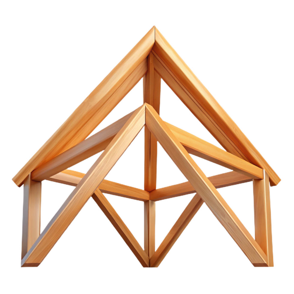 melancholic gorgeous Wooden truss, roof support, triangular framework. NO BACKGROUND with Transparent Background. flawless png