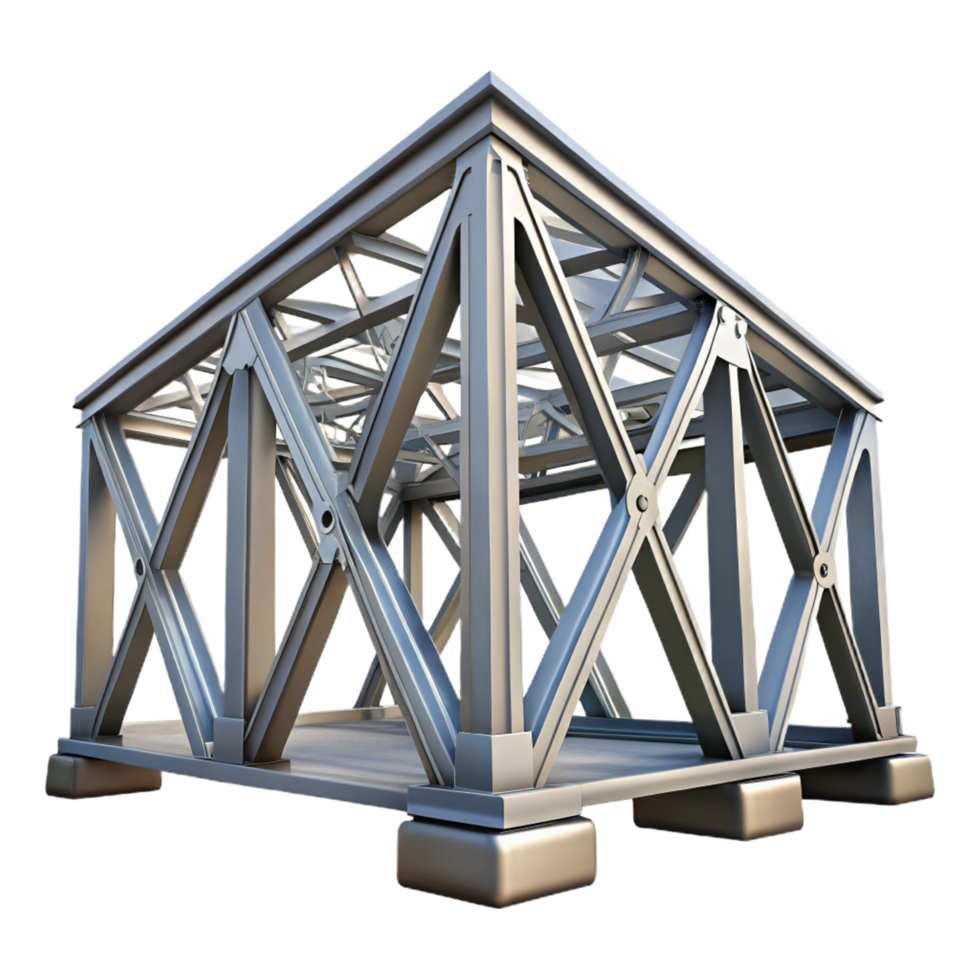 tranquil sumptuous Steel truss, bridge structure, geometric design. NO BACKGROUND with Transparent Background. masterfully captured png