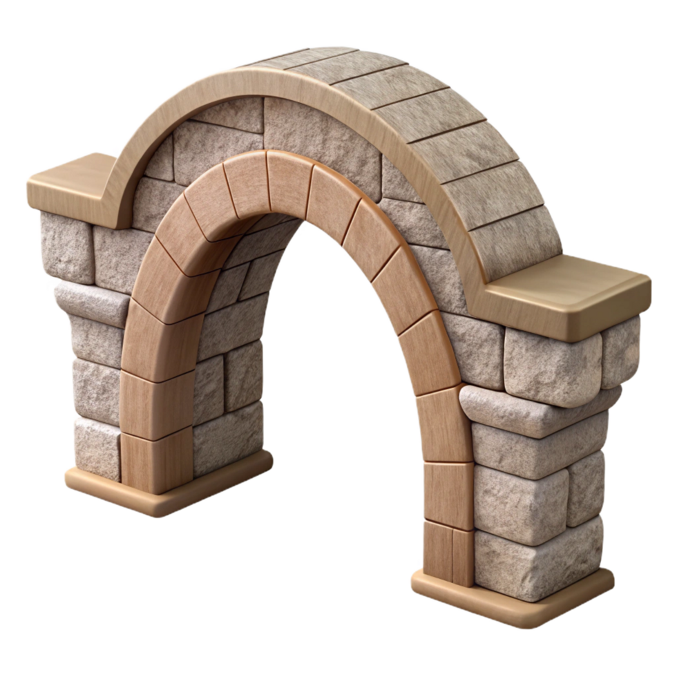 mesmerizing contemporary Arch bridge, stone or concrete, curved structure. NO BACKGROUND with Transparent Background. refined png