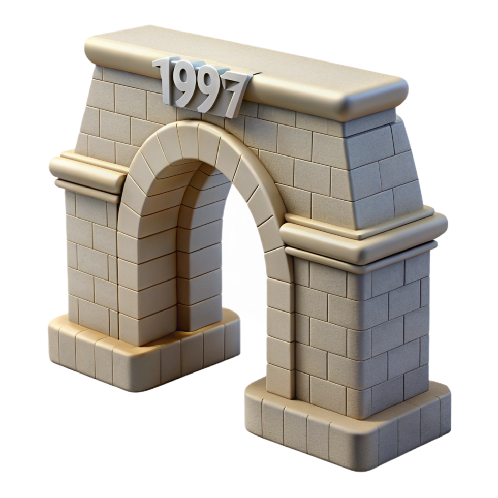 spectacular signature Arch bridge, stone or concrete, curved structure. NO BACKGROUND with Transparent Background. png