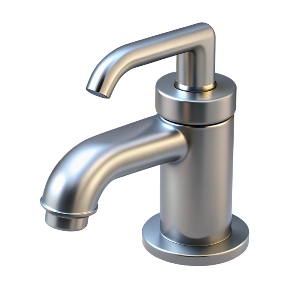 impressive minimalist Modern faucet, minimalist design, chrome finish. NO BACKGROUND with Transparent Background. crisp png