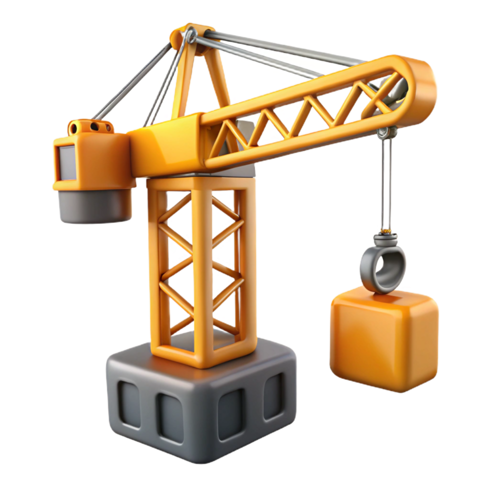 whimsical wonderful Crane, lifting equipment, construction machinery. NO BACKGROUND with Transparent Background. professional png