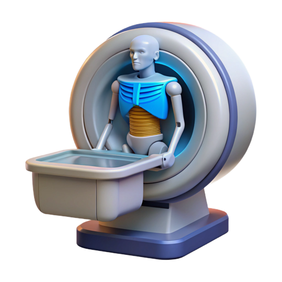 mysterious glorious High-tech medical scanner displaying anatomical data, NO BACKGROUND with Transparent Transparent Background. masterfully captured png