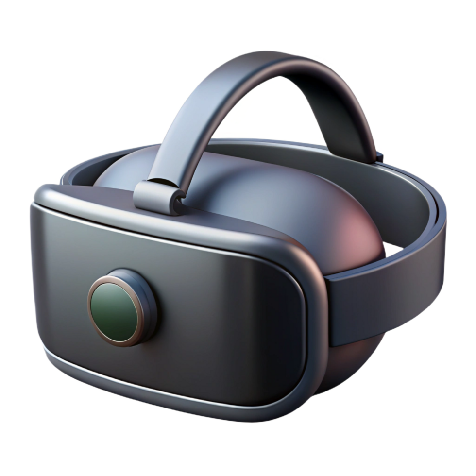 notable modern Virtual reality headset with sleek black design, NO BACKGROUND with Transparent Background. flawless png