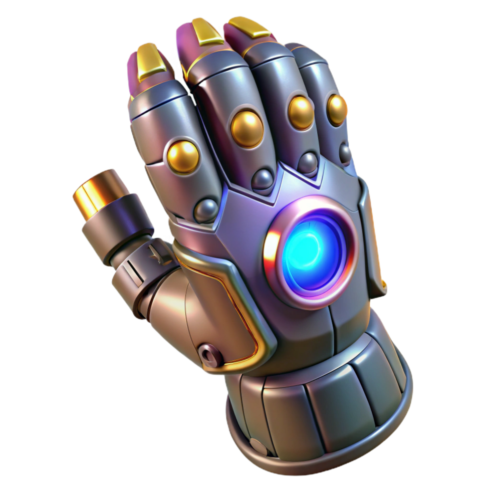 mysterious dramatic Advanced power armor gauntlet with glowing energy shield, NO BACKGROUND with Transparent Background. original png