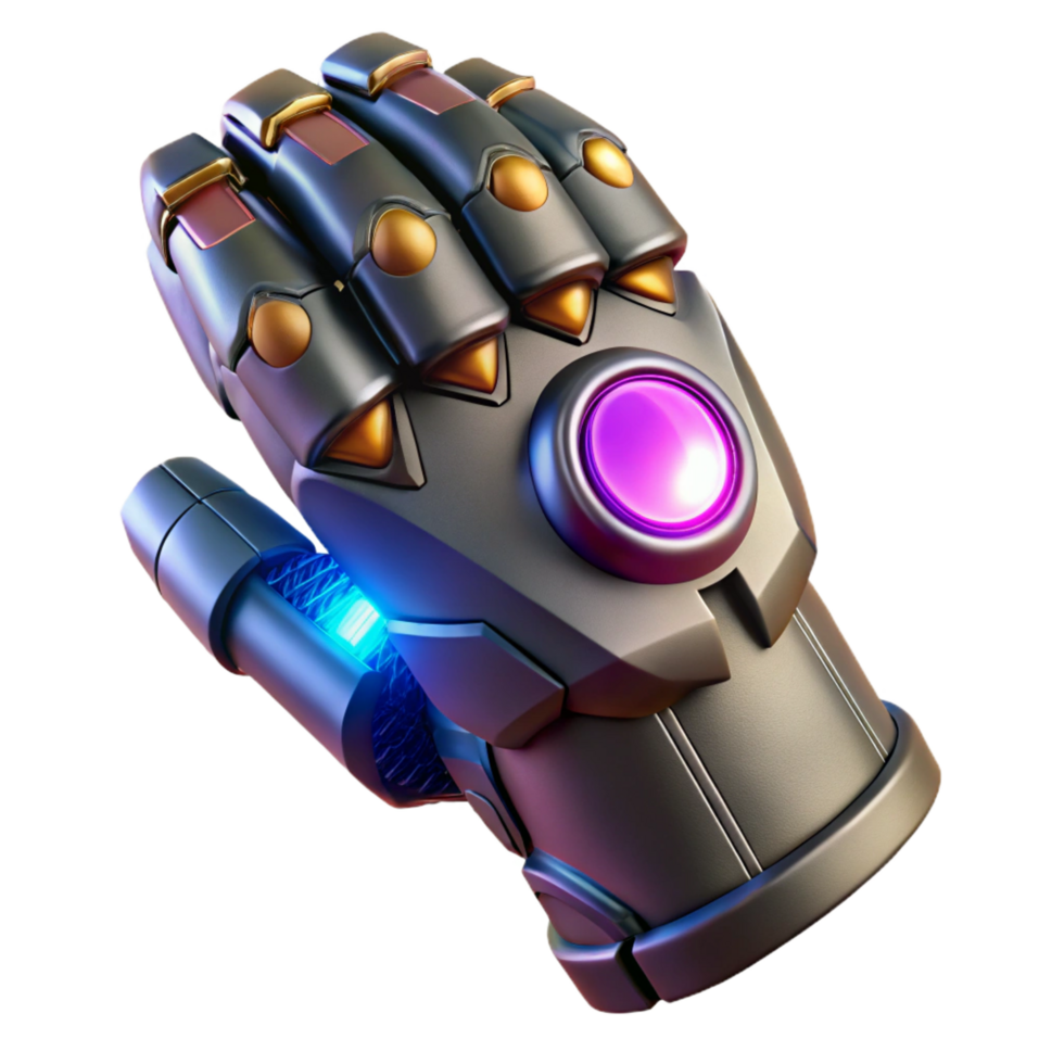 sumptuous bold vintage Advanced power armor gauntlet with glowing energy shield, NO BACKGROUND with Transparent Background. premium png
