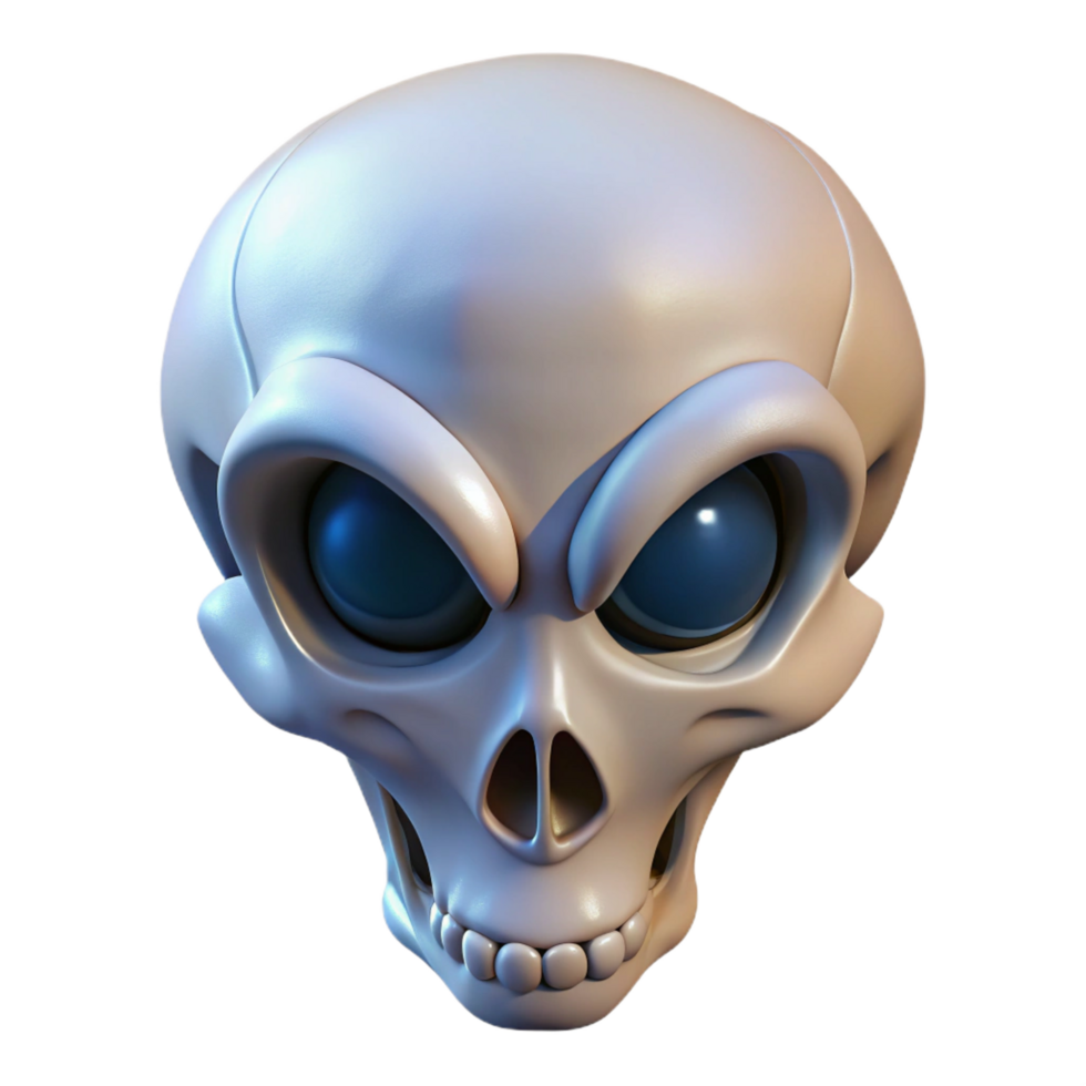 nostalgic striking Alien skull with intricate bone structure, NO BACKGROUND with Transparent Background. elite png