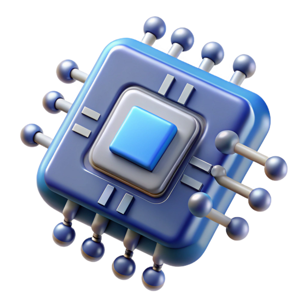 signature vintage Advanced AI chip with complex circuitry, NO BACKGROUND with Transparent Background. handcrafted png