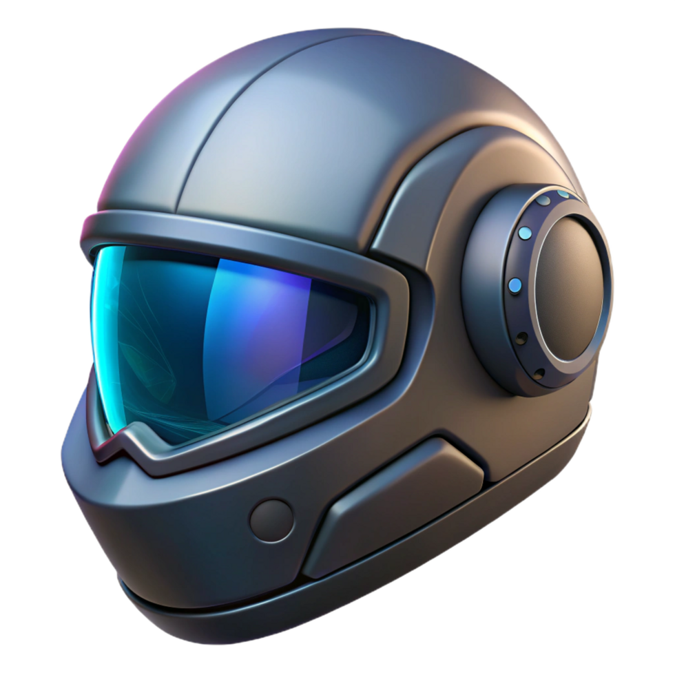magnificent geometric Cyberpunk motorcycle helmet with integrated HUD, NO BACKGROUND with Transparent Background. handcrafted png