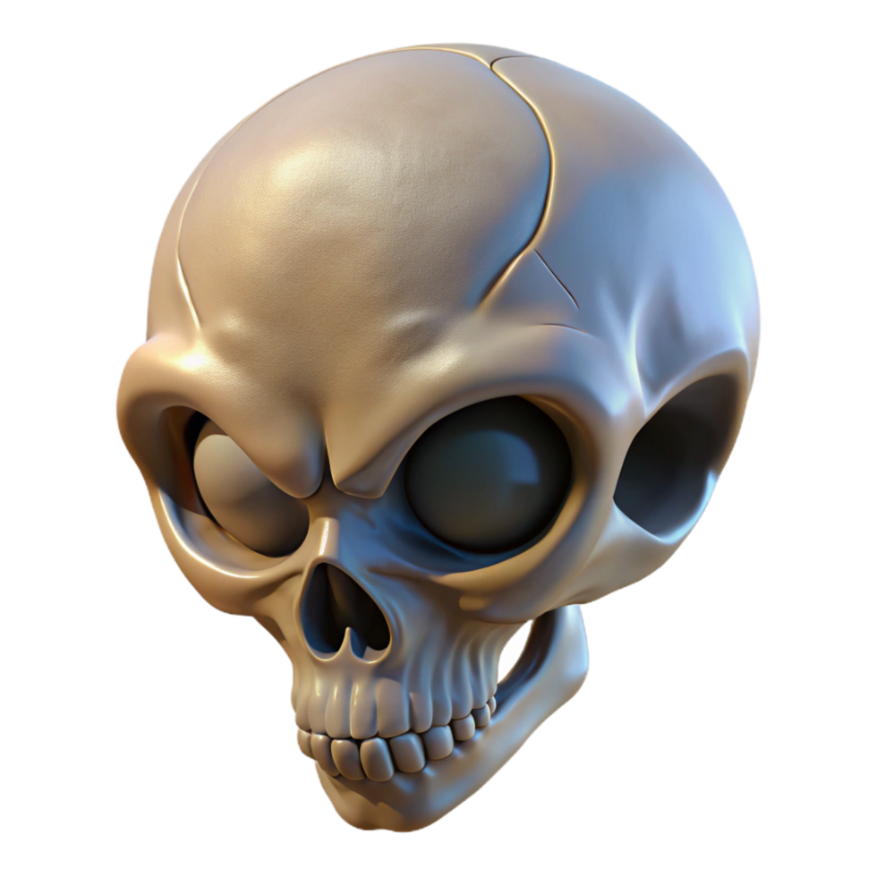 joyful gorgeous Alien skull with intricate bone structure, NO BACKGROUND with Transparent Background. professional png