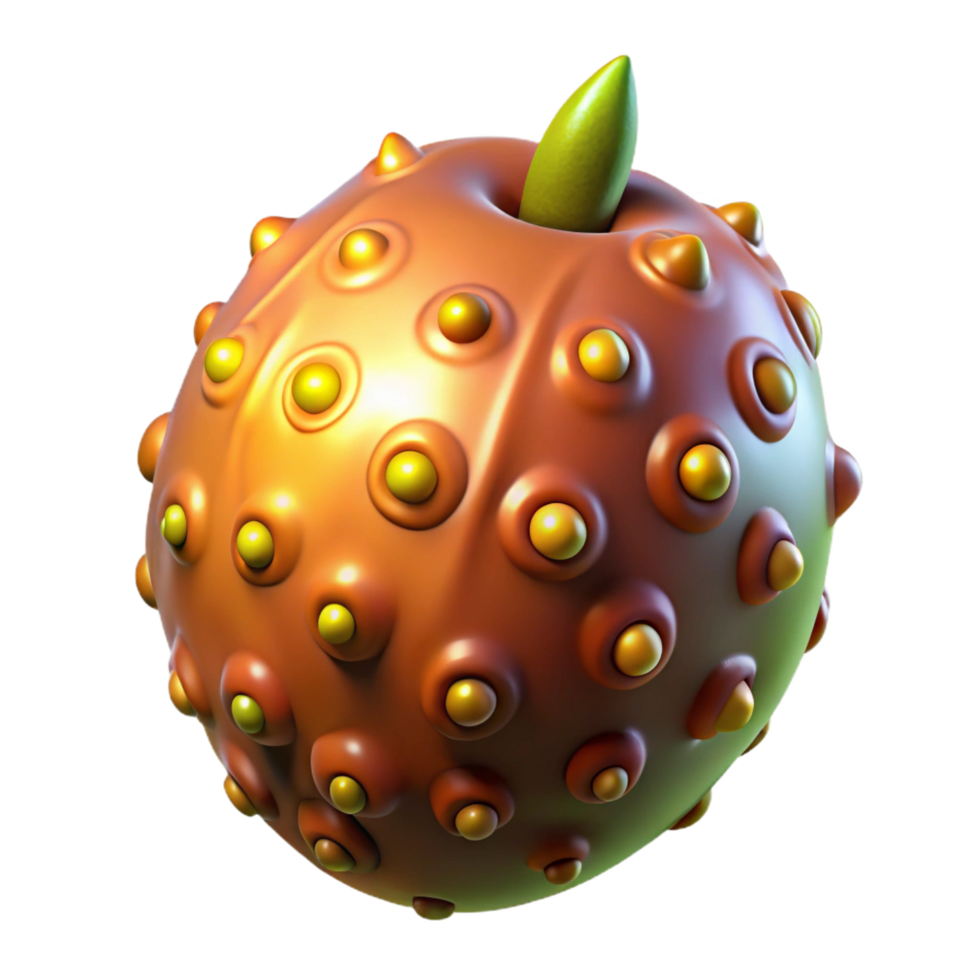 unforgettable avant-garde Alien fruit with glowing seeds, NO BACKGROUND with Transparent Background. perfect clarity png