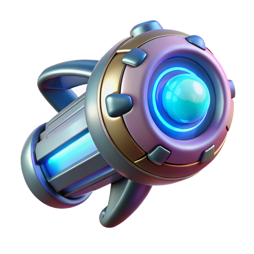 radiant rustic Alien weapon with pulsating energy core, NO BACKGROUND with Transparent Background. original png
