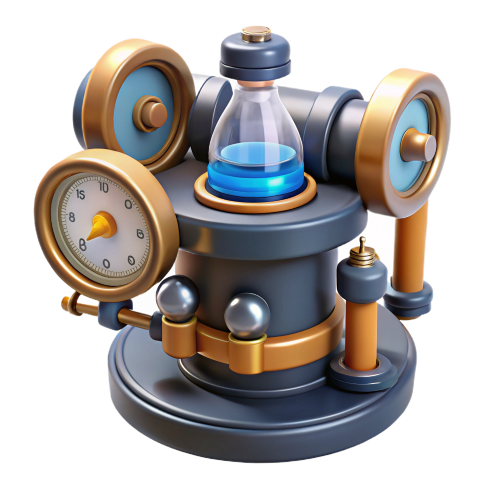 stunning rare Advanced scientific instrument with complex dials and gauges, NO BACKGROUND with Transparent Background. png