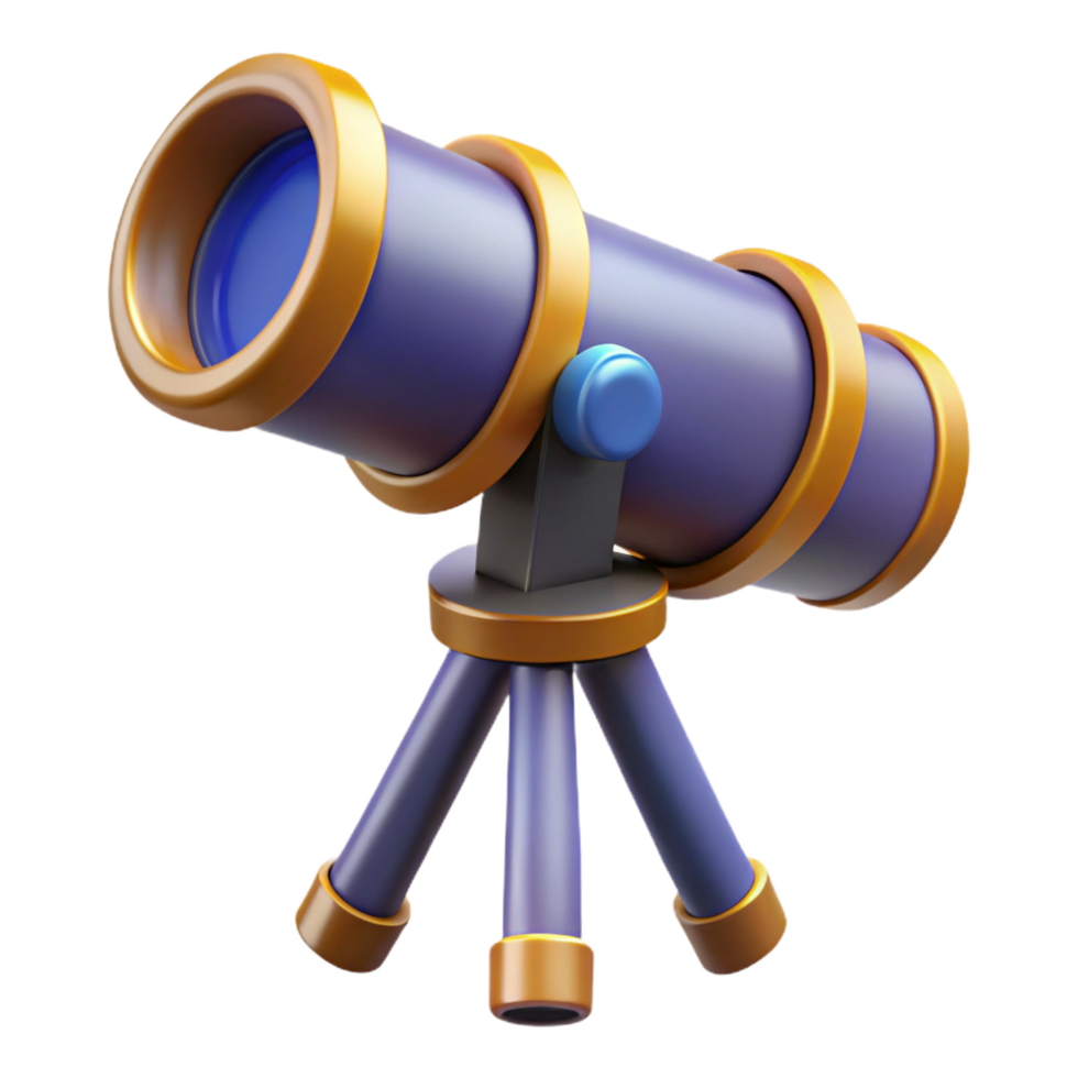 pristine classic Advanced telescope with complex lens system, NO BACKGROUND with Transparent Background. fine detail png