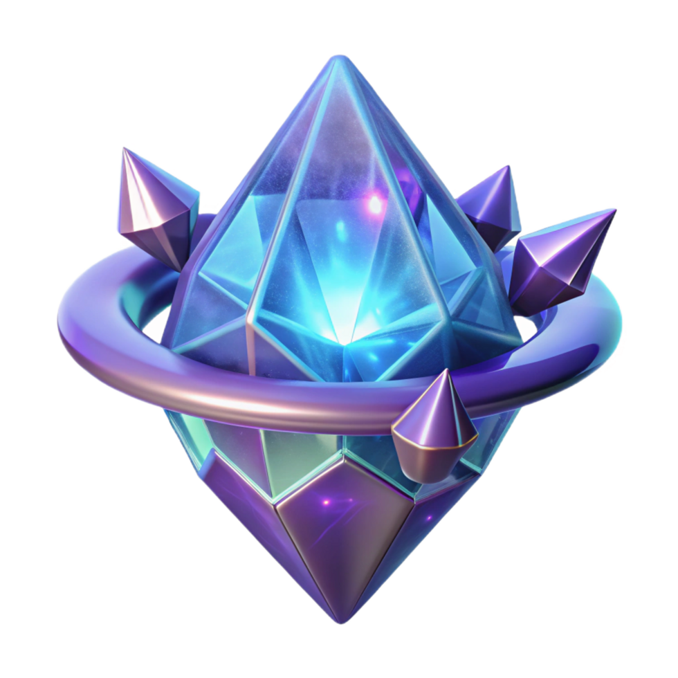 signature futuristic Alien crystal with pulsating energy field, NO BACKGROUND with Transparent Background. handcrafted png